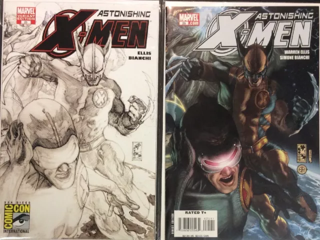 Astonishing X-Men #25 Regular + Sdcc Sketch Variant Marvel Comic Wolverine Ellis
