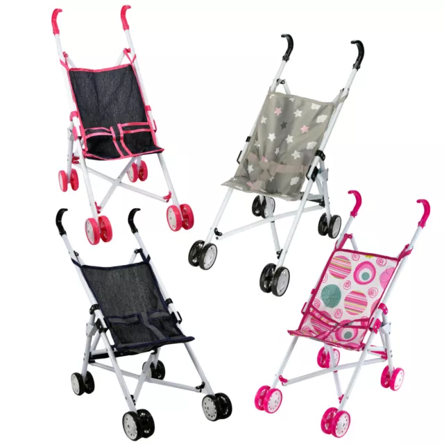 Baby Doll Foldable Pink / Blue Stroller Buggy Jogger Dolls Pram Accessories Toy