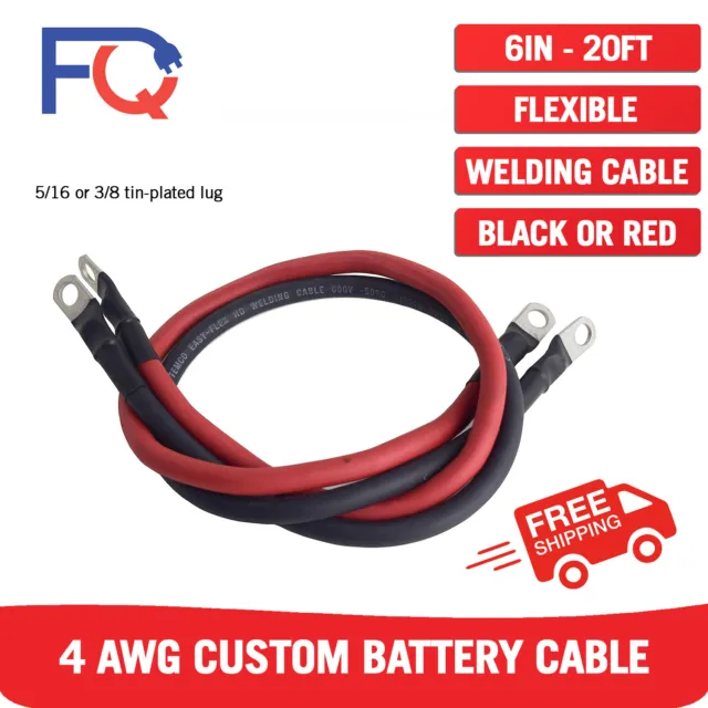 4 AWG Gauge Custom Battery Cable Copper Car Solar Power Wire Inverter RV Welding