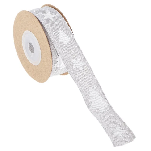 1 roll/10m Christmas Grosgrain Satin Ribbon Gift Wrapping Xmas Decor grey