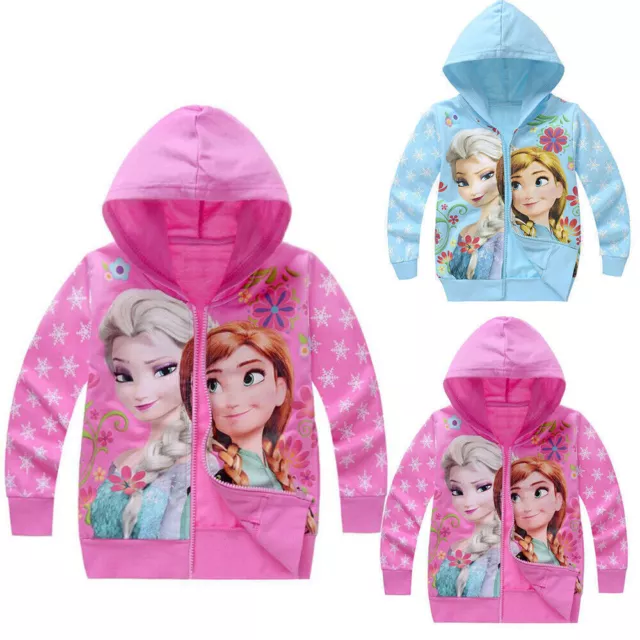 Kinder Mädchen Elsa Anna Prinzessin Sweatshirt Mantel Jacke mit Kapuzen Outwear