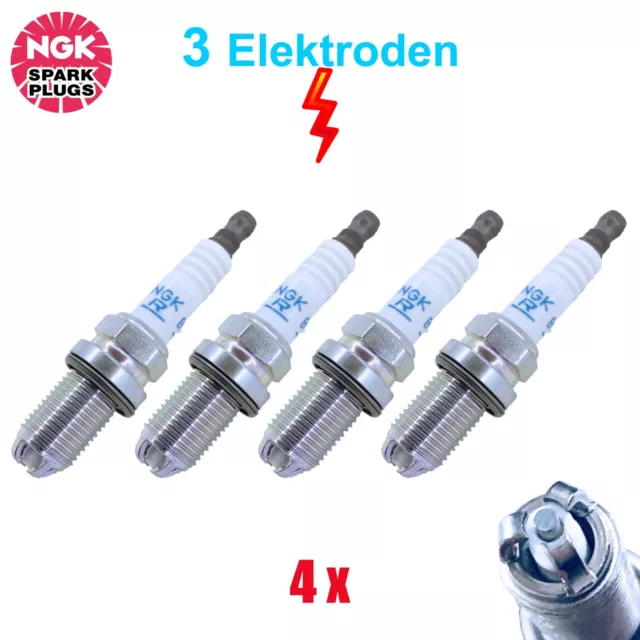 4x Stück NGK Zündkerzen 3-Elektroden für AUDI A3 A4 SEAT SKODA VW GOLF 4 5 6 7