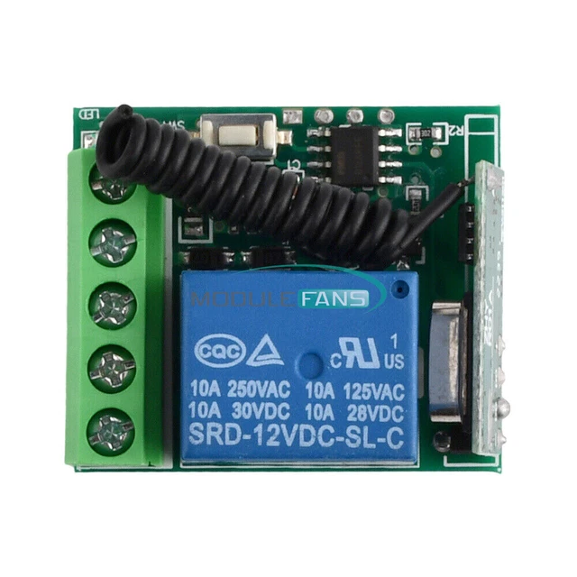 1-Channel 315/433MHz Wireless Relay RF Remote Control Switch Receiver  DC12V 10A