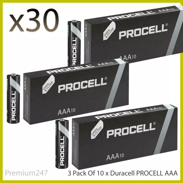 30 X Duracell Aaa Procell Alkaline Batteries Lr03, Mn2400 Replaces Industrial