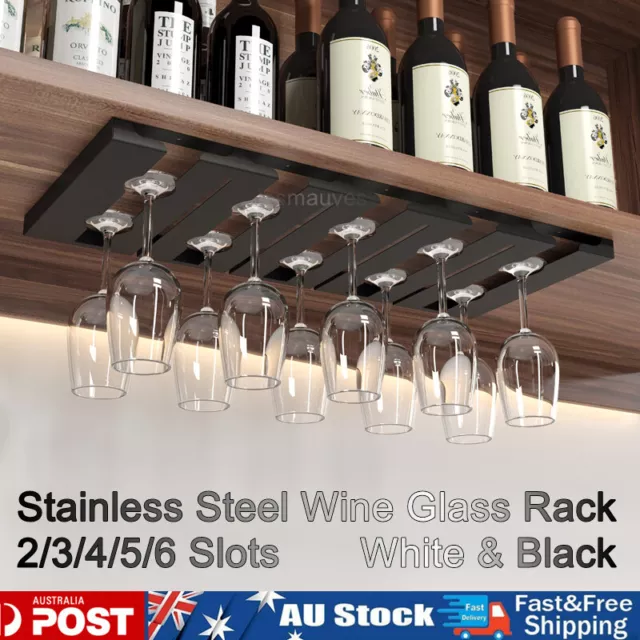 Wine Glass Rack Champagne Cup Holder Hanger Hanging Bar Storage Drying Hooks SUS