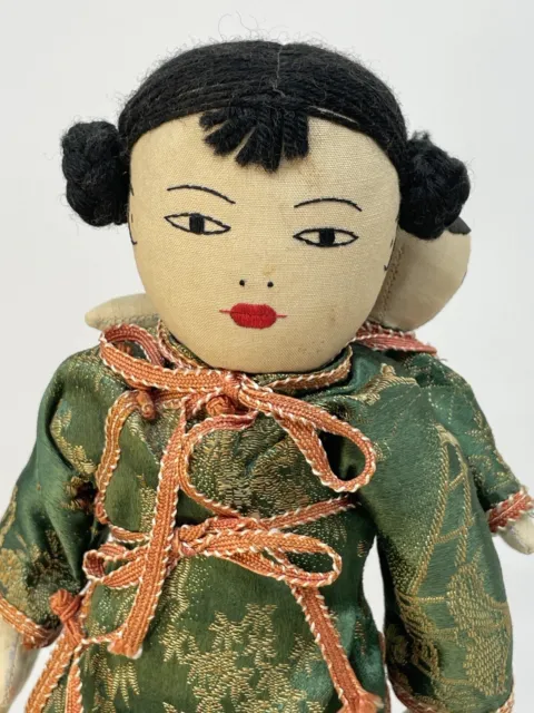 Vintage Ada Lum Asian Dolls Mom & Baby Hand Embroidered Stitched Cloth Chinese
