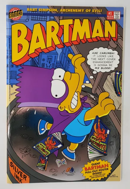 Bartman #1 NM- Silver Foil w/ Poster The Simpsons (1993 Bongo Comics)