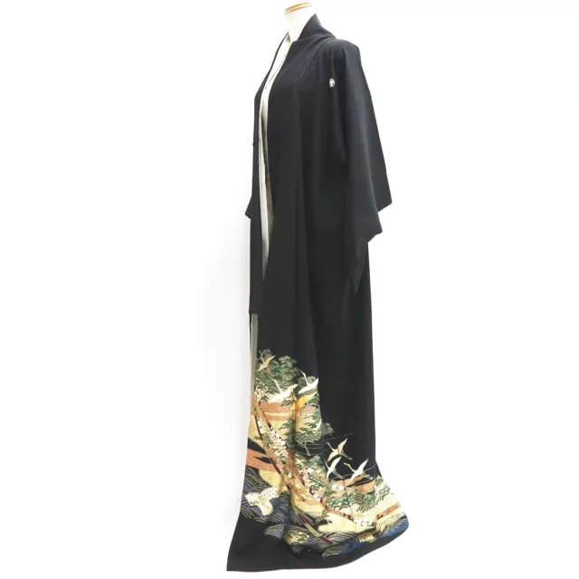 9314F2 Silk Japanese Kimono Tomesode Crane Birds