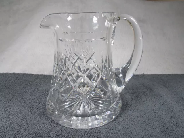 Lovely Vintage Webb Crystal Heavy Base 1.5 Pint Jug / Pitcher Marked On Base MD 2