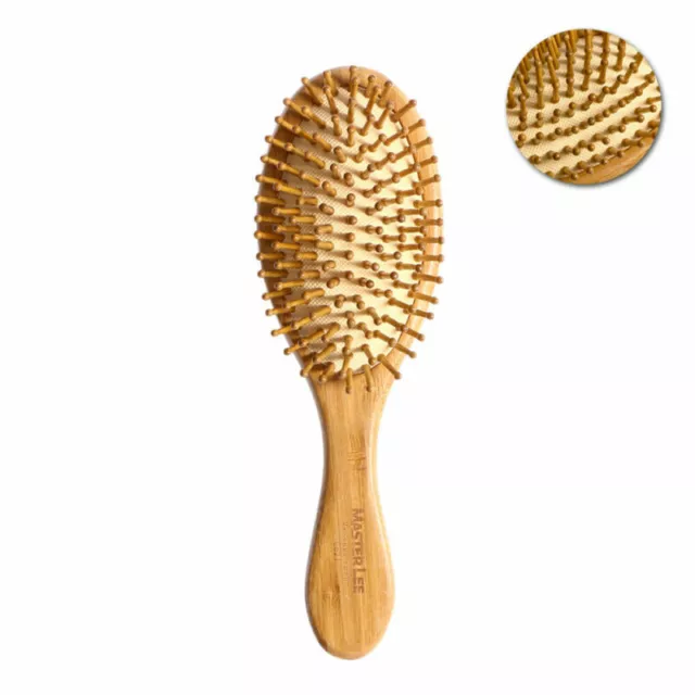 Unisex Natural Bamboo Anti-Static Wooden Bristles Massage Scalp Comb Hair Brush