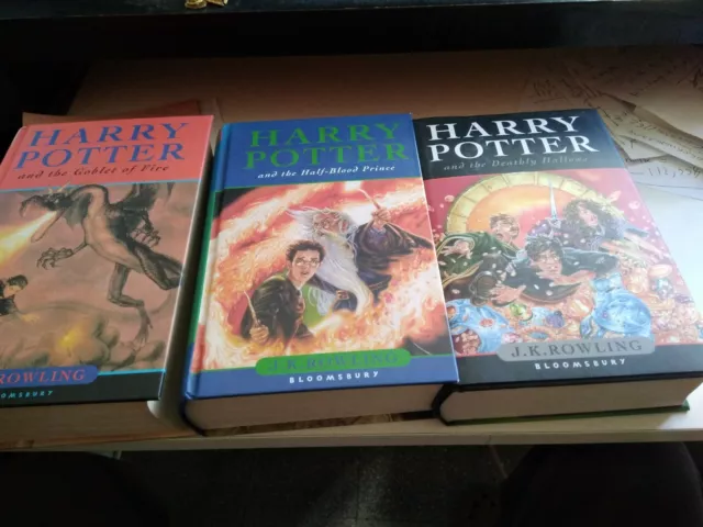 HARRY POTTER and the DEATHLY HALLOWS/ Rowling, Anglais, 1ère Édition,/lot de 3