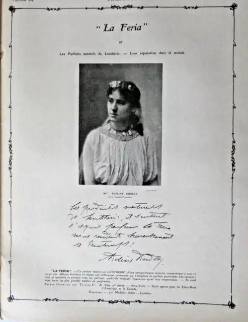 1904 Press Advertisement La Frie De Lentheric - Adeline Dudlay