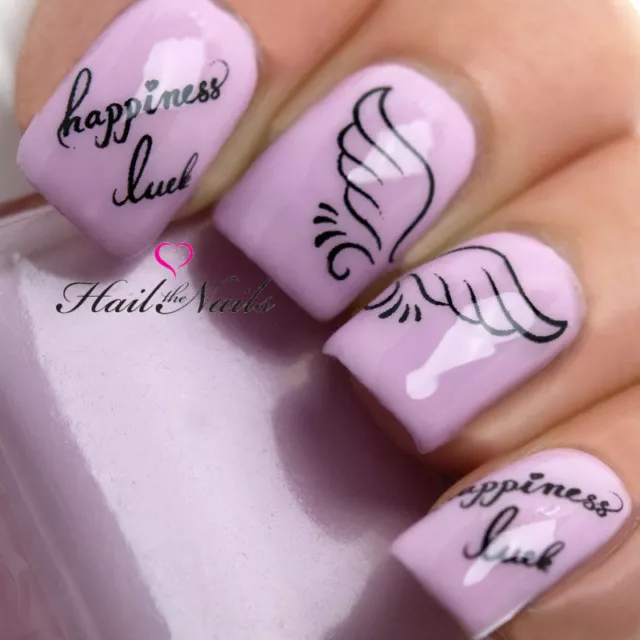 Nail Art Wraps Water Transfers Decals Luck Angel Wings Wish 3D Nails  Y202