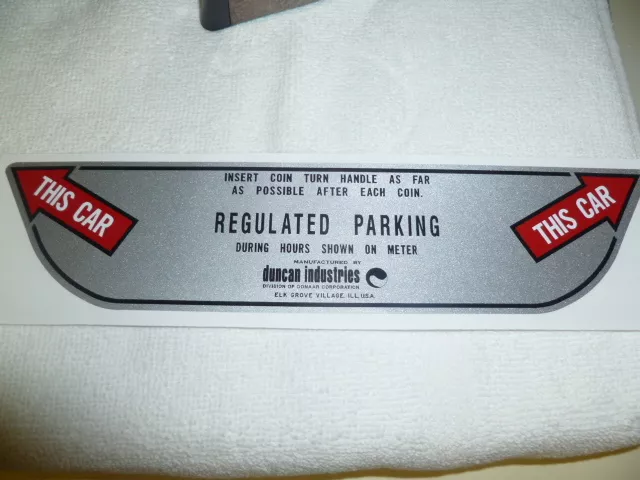 Duncan Parking Meter Decal / Sticker For The Duncan 70/76 Double