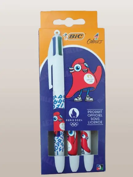 LOT 3 STYLOS BIC 4 COULEURS JO Jeux Olympiques Paris 2024 EDITION LIMITEE