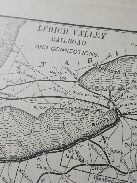 1891 train route map LEHIGH VALLEY RAILROAD Geneva NY Harveys Lake Monroeton PA
