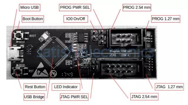 1 PIEZA placa de desarrollo descargadora de depuración ESP-Prog JTAG para ESP8266 ESP32 Jta Q3D9