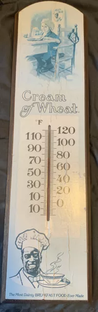 Vintage Cream of Wheat Thermometer Advertising Wooden Wall Hanging 1984 - b22