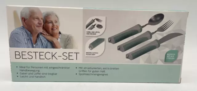 Senioren Besteck Set Gabel Löffel Messer biegbar Rutschfester Griff Neu