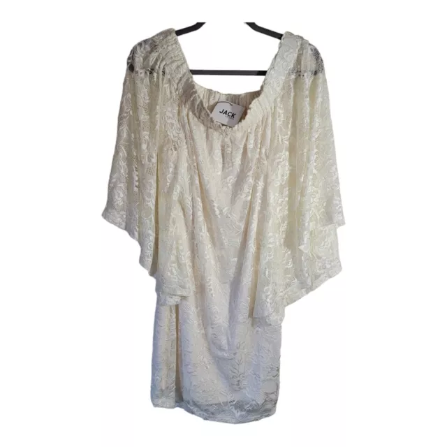 Jack by BB Dakota Womens Lace Ivory Dress Flared Sleeves Size Medium NWT Lined