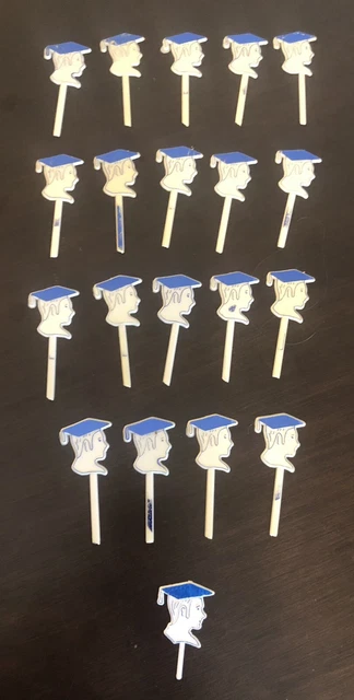 VINTAGE BOY PROFILE Blue Graduation Cap Cupcake Cake Toppers Plastic VINTAGE BOY PROFILE Blue Graduation Cap Cupcake Cake Toppers Plastic
