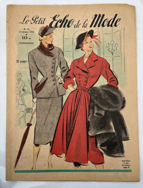 PATRON De Couture Vintage ECHO DE LA MODE Années 1950 - 2 Modèles Tabliers Long Et Court - Taille 44