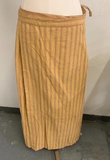 Handloom Wrap Skirt Medium Fabindia Boho Hippie Striped Organic Cotton Vintage