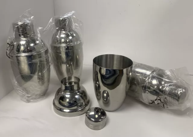 x4 Cocktail Shaker Stainless Steel 250ml Alcohol Drink Mixer