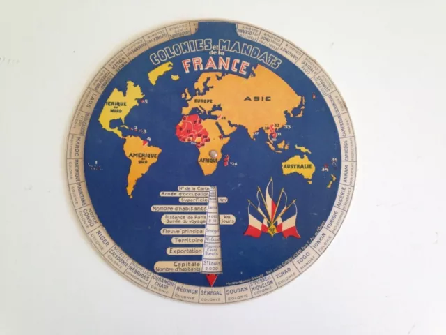 Ancien et rare Jeu roue des colonies et mandats de la France Ed océan  1930