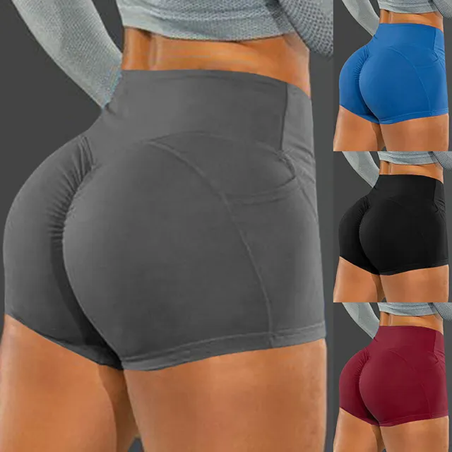 WOMEN RUCHED YOGA Shorts Compression Sport Hot Pants Scrunch Fitness Gym  Booty M £10.99 - PicClick UK
