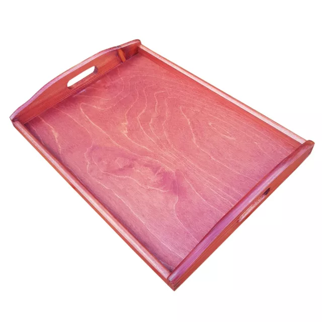Large Wooden Serving Tray, Kitchen tray Painted in Pink Color