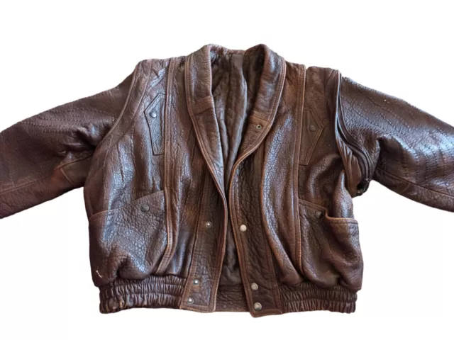 Blouson Cuir Vintage 1960's Marron Manches Détachables Aviateur