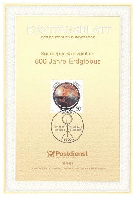 Bund ETB Nr. 35/1992 - 500 Jahre Erdglobus