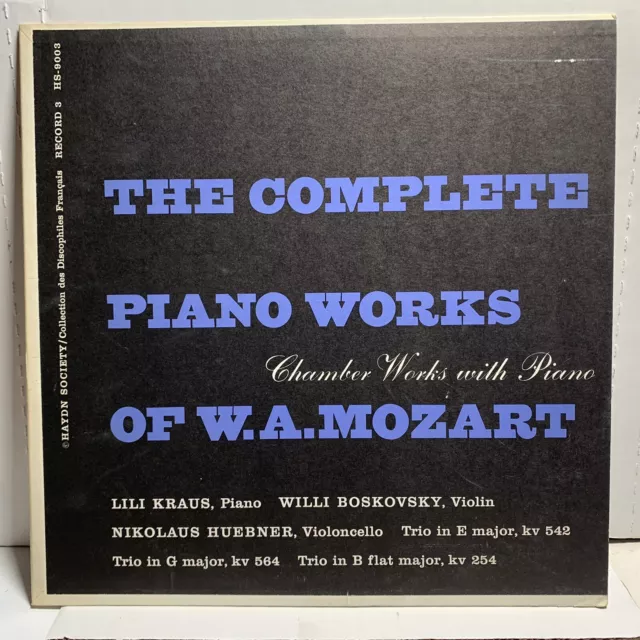 MOZART Trios / Lili Kraus, Nikolaus Huebner, Willi Boskovsky HAYDN SOCIETY 9003 MOZART Trios / Lili Kraus, Nikolaus Huebner, Willi Boskovsky HAYDN SOCIETY 9003