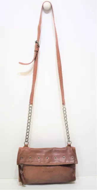 Longchamp, Joli sac porté épaule ou bandoulière en cuir camel, ligne paris rock