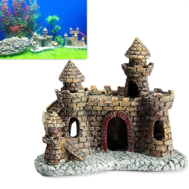 Cartoon Aquarium Villa Decor Resin House Tower Ornaments Fish Tank Home Deco_US