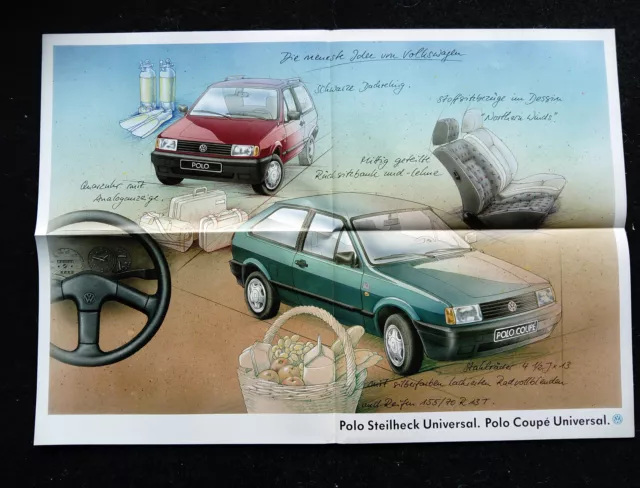 VW Polo 86C 2F Sondermodell Universal Prospekt / Plakat 2/1992 Steilheck Coupe
