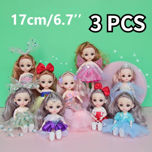 3Pack Cute Dolls 17cm 6.7'' Xmas Gift Girl Christmas Lovely Baby Doll Birthday