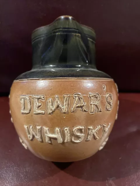 c1910 Small Dewars Perth Scotch Whisky Water Advertising Jug Bar Pub Doulton