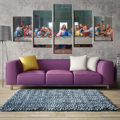 Last Supper Jesus 5 Pieces canvas Wall Art Picture Poster Home Decor no framed