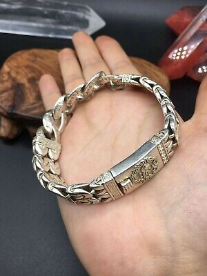 Asian chinese old miao silver hand cast statue bracelet jewel cool gift