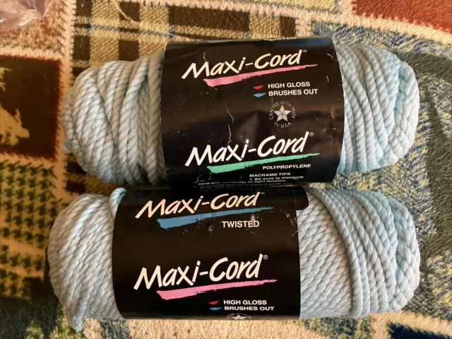 Cordón Maxi-Cord Macrame 2 Esquillas Azul Claro Torcido Alto Brillo Vintage