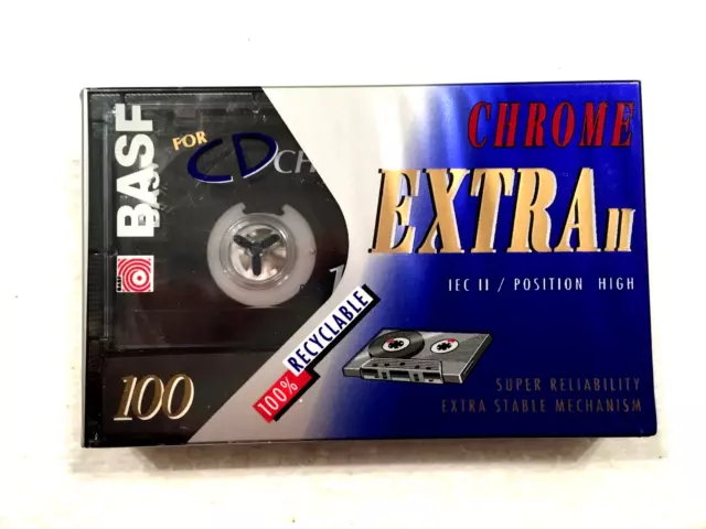 BASF Chrome Extra II 100 audio cassette blank tape sealed Made in Germany TypeII