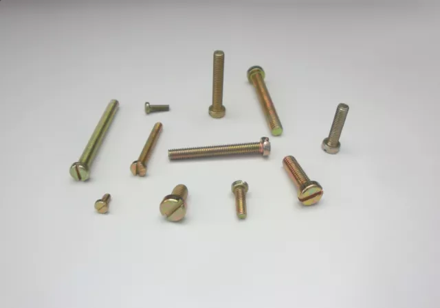 Slotted Screws Yellow Galvanised, Many Sizes din 84 Lense Screws With Slot