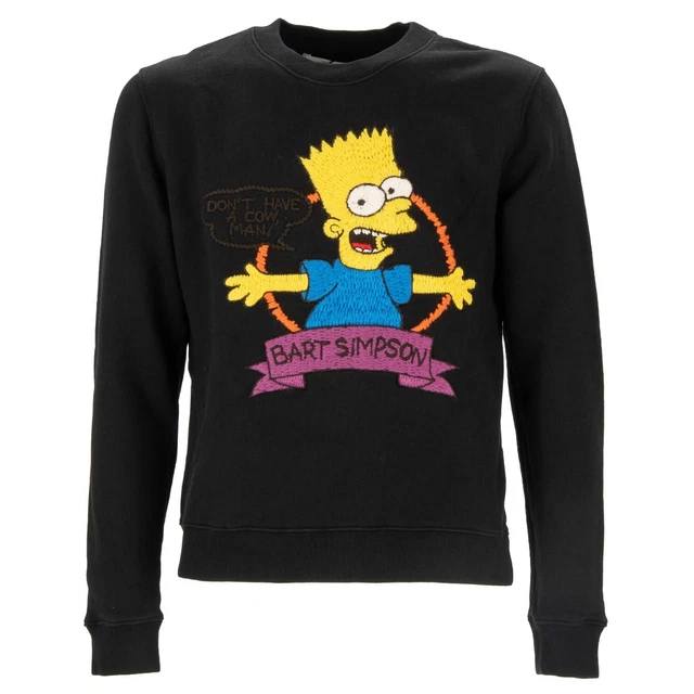 Pull Vintage AVENUE STARS Bart Simpson – Laine/coton, Taille L, Gris/jaune