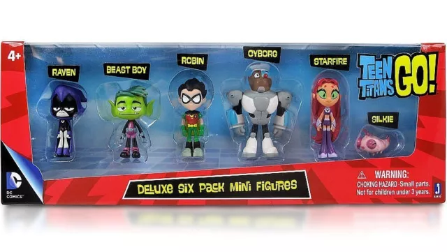 TEEN TITANS GO DELUXE SIX PACK FIGURE SET MINI BEAST BOY RAVEN SILKIE STARFIRE b