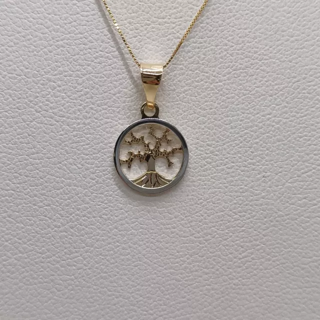 Collana Da Donna Albero Della Vita In Oro Giallo E Bianco 18Kt  1,3 Gr. (7308)