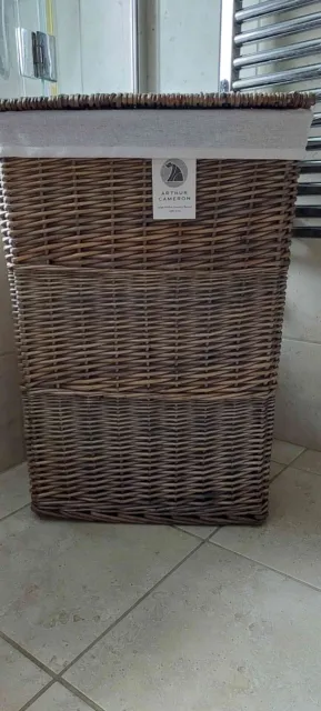 Large Wicker Laundry Basket in Grey