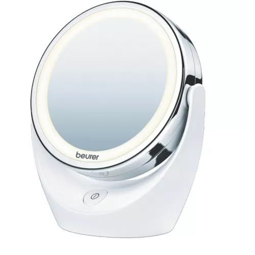 Beurer BS 49 Beleuchteter Kosmetikspiegel Weiss-Chrom Batteriebetrieb