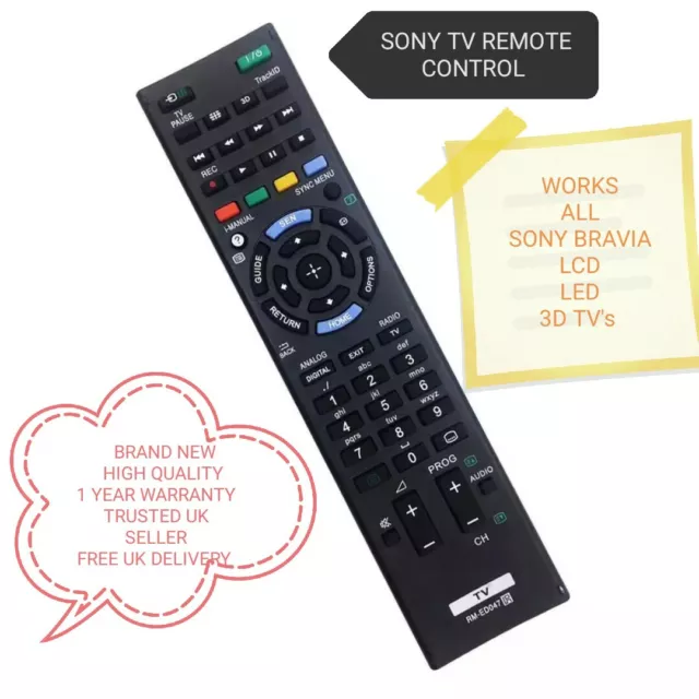 UNIVERSAL SONY TV REMOTE CONTROL WORKS ALL MODELS SONY BRAVIA LCD/LED/3D TVs